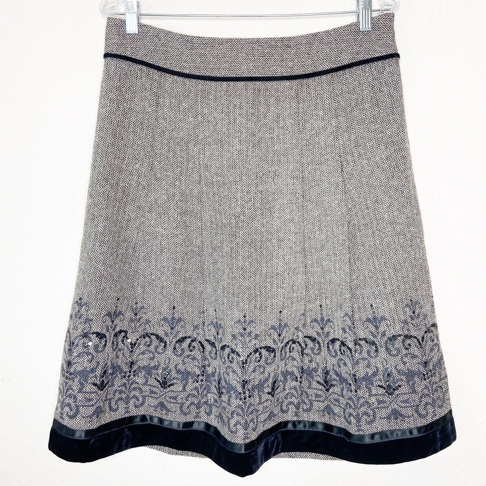 LOFT A-Line Skirt in Black and Gray